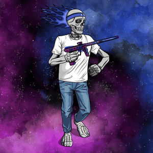 Adrenaline Skully NFT - Nebula in Casual with Headband and Ring - Adrenaline